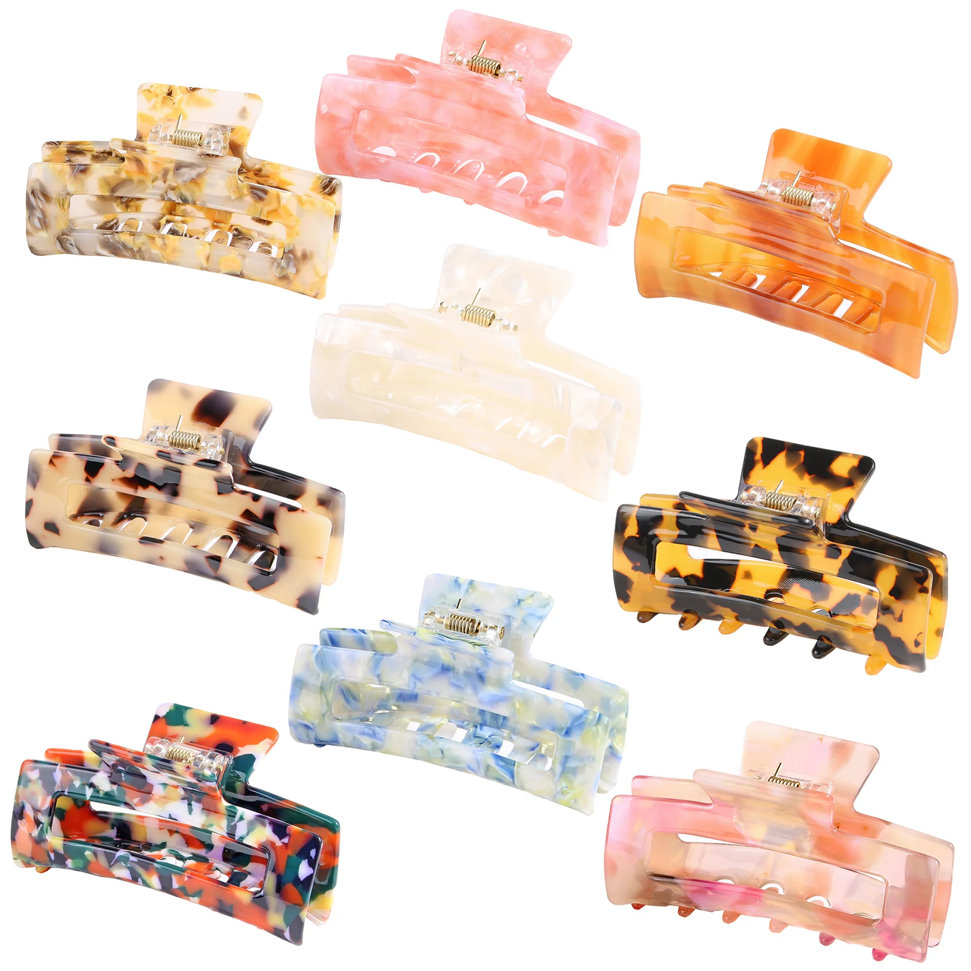 IFOND Wholesale Women Square Tortoise Acetate Non-Slip Clips Large Size Clamp Hair Clip Claw For Women
