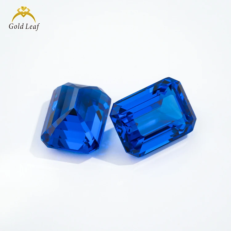 Goldleaf Factory Price Lab Grown Sapphire Emerald Cut GRC Certified Colored Loose Gemstone for Jewelry Making
