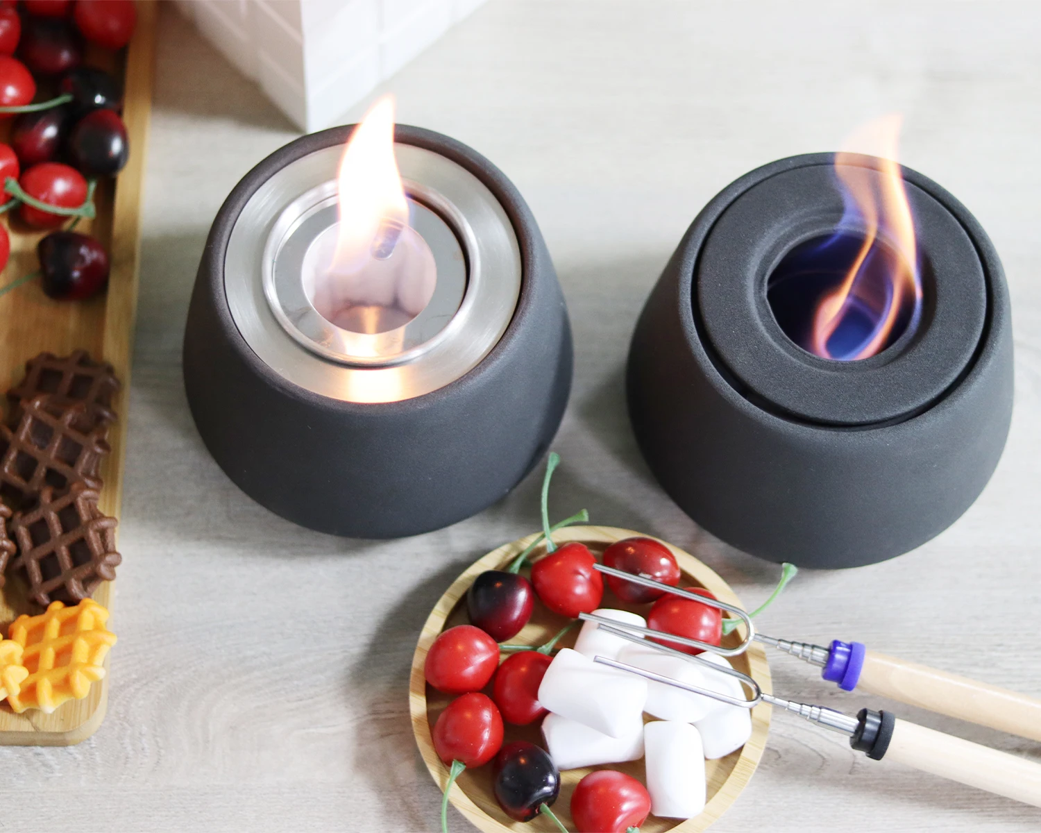 Portable Ceramic fireplace tabletop Fire pit bowl  table fireplace Rubbing Alcohol Personal Smores maker Tabletop Fire Pits