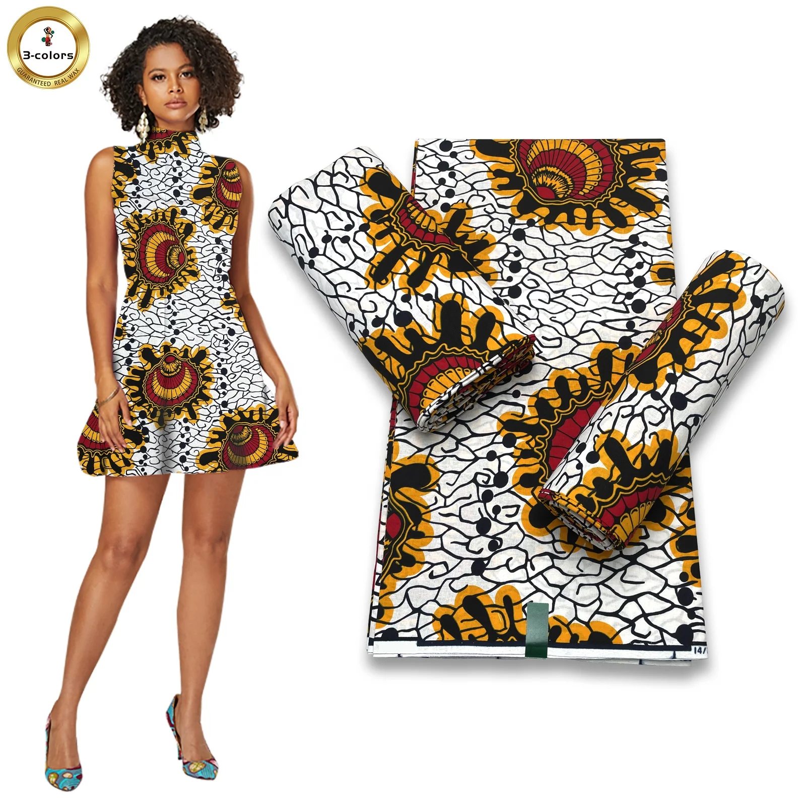 Hot Sales 100% Cotton abc Wax Fabric Batik Fabrics For Garment Pagne