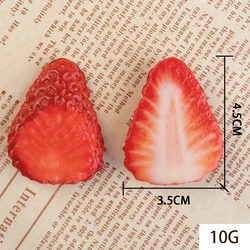 PVC Realistic Display Small Faux Strawberry Flesh Slices Decor Fruits Fake Dessert Food Model Simulation 3D Fruit Cake Waffle
