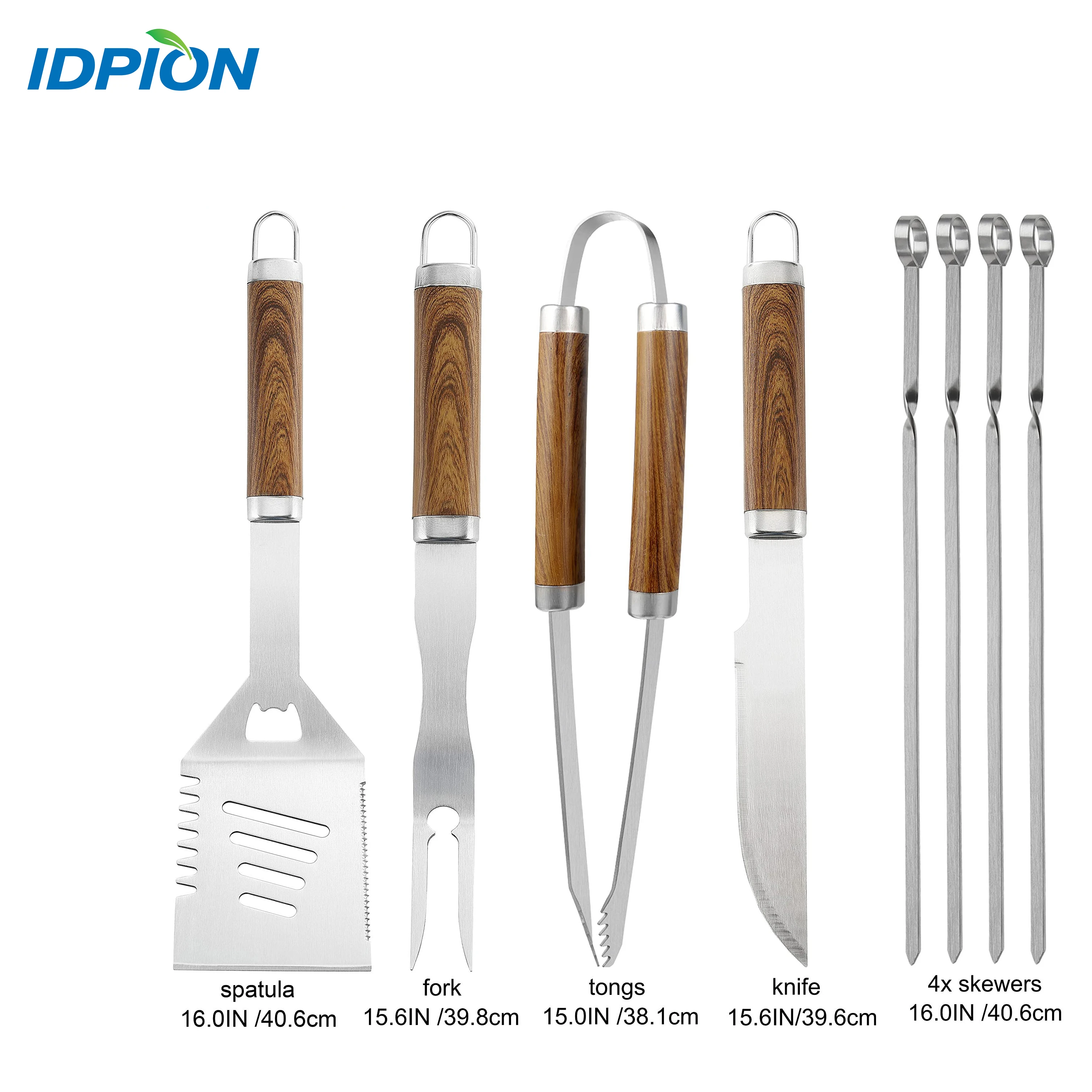24PCS Custom Match Wood Handle BBQ Accessories BBQ Utensils with Aluminum Case