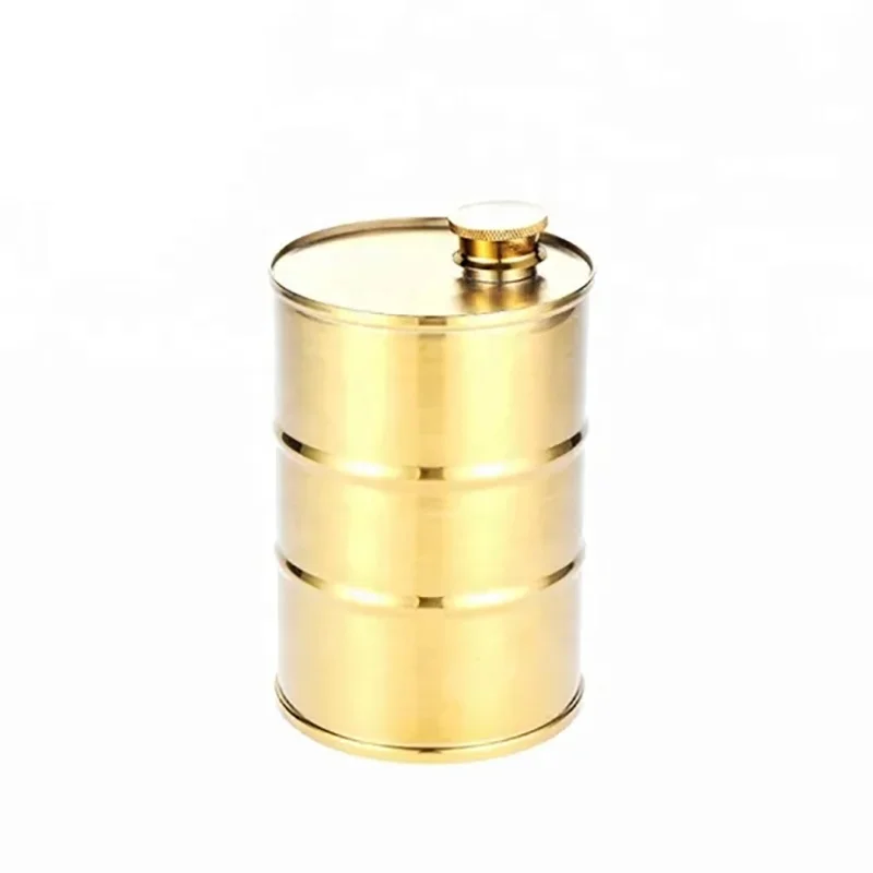 
Custom Oil Drum Shaped Stainless Steel Wine Hip Flask 
