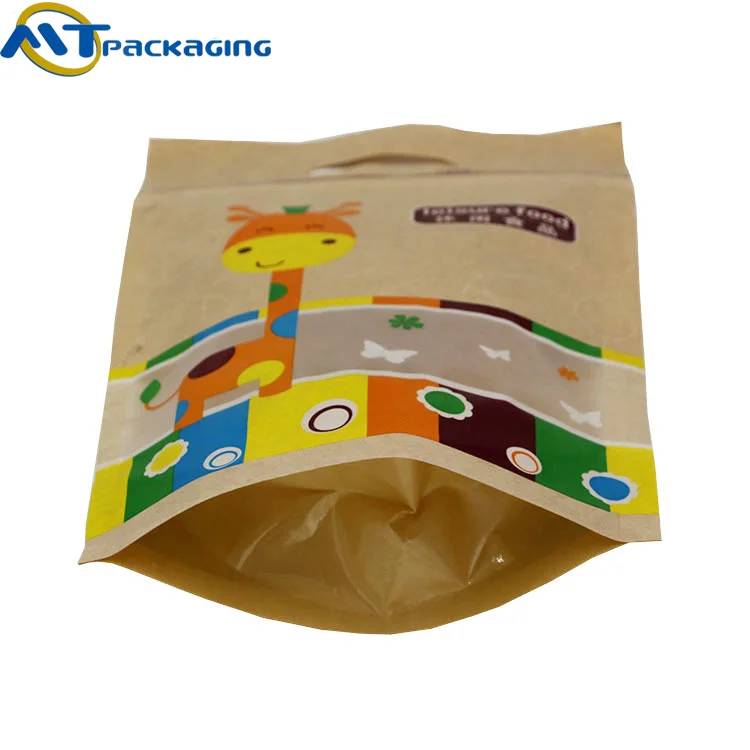 kraft paper packaging bags with window for sunflower seed standup pouches food packing