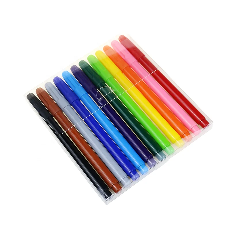 BECOL New Arrival Customized Colored Art Marker Pen Set 12 Colors Non Toxic Washable Watercolor Pen Set for Kids Painting