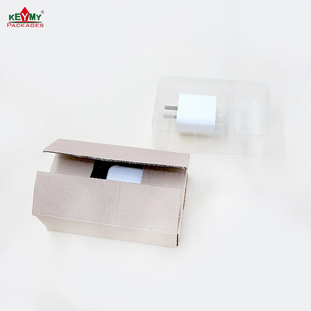 Corrugated Box eco-friendly phone charger tray package with box in Shenzhen, cheap charger packaging