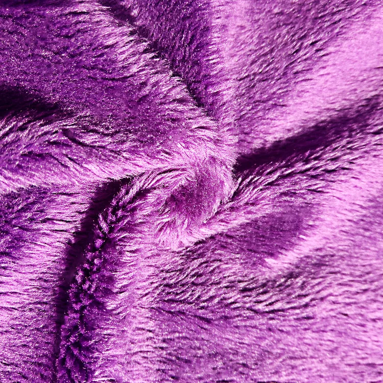 newest fashion 100 polyester knitting soft purple colour plush fabric for baby use