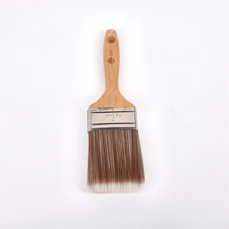White and brown hair wooden handle brush flat paint brush painting roller tool wooden cleaning scrub paint brush