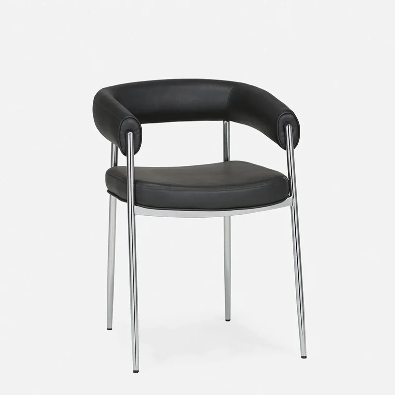 Metal Silver Stainless Steel Chrome Leg Button Back Bar Furniture Kitchen Dining Chair With Chrome Legs