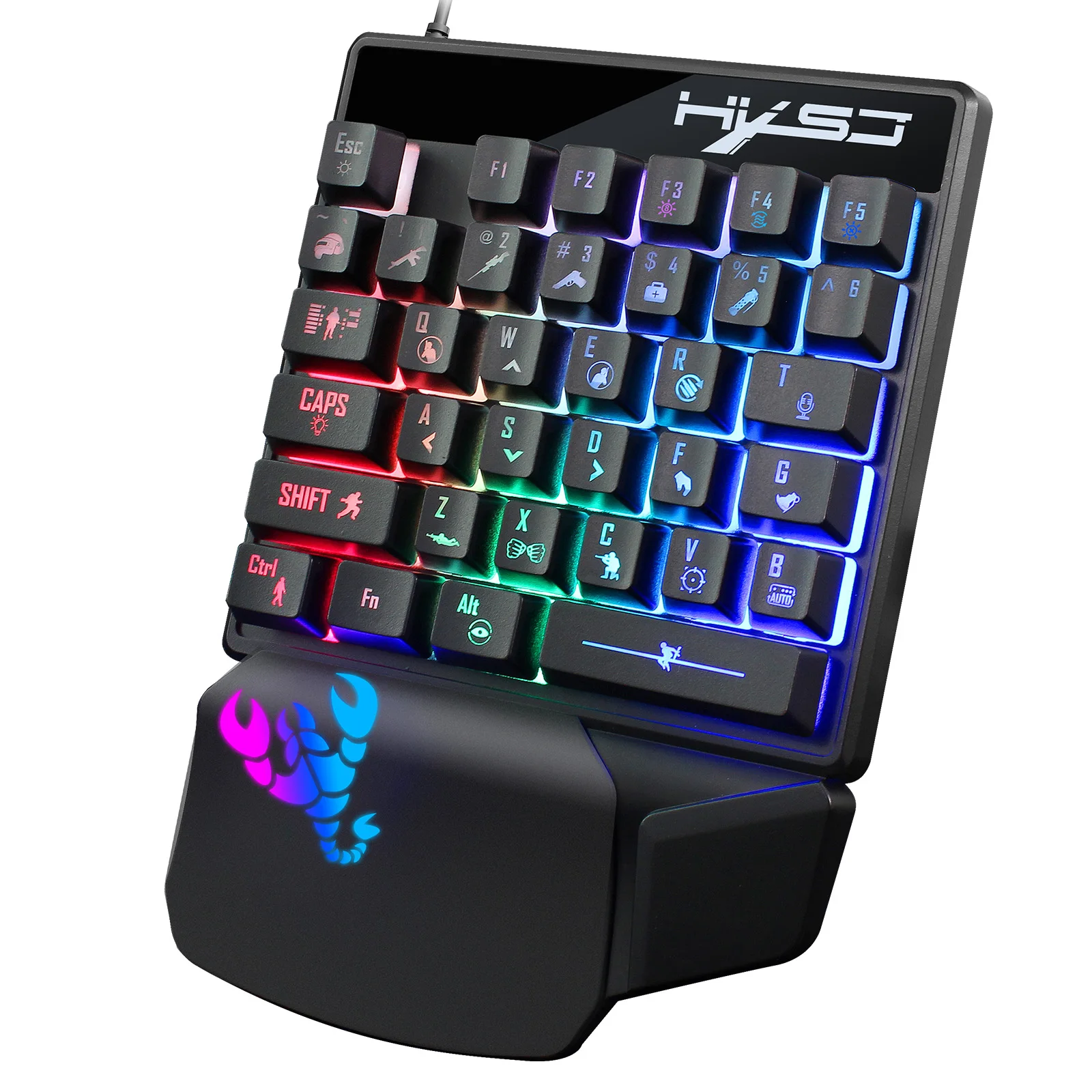HXSJ V400RGB one-handed membrane keyboard left-handed mechanical feel eat chicken one-handed backlit keyboard 35 key