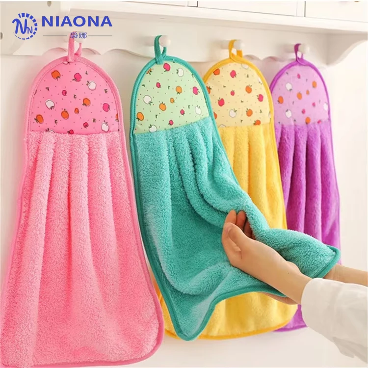 Niaona Double Layer Coral Fleece Dish Towel Super Absorbent Kitchen Cleaning Cloth for Drying and Glass for Car Wash