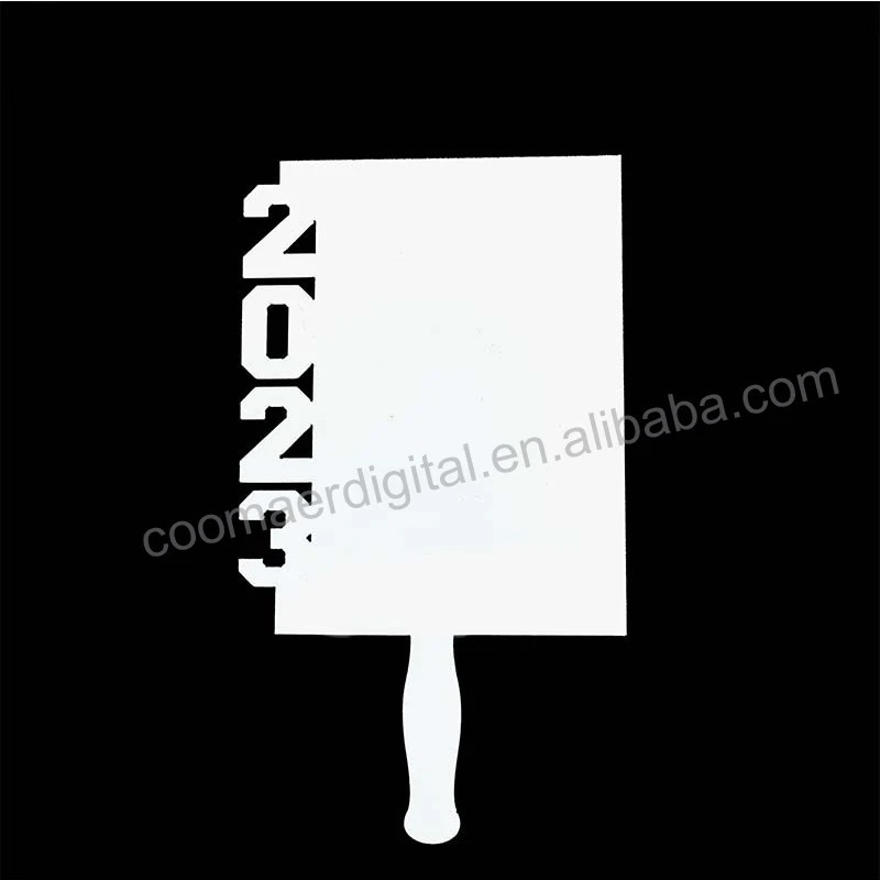 Custom Shape Grad Paddle 2023 Sublimation Blank MDF Photo Memorial Wedding Graduation Hand Fans With Handle Full Size