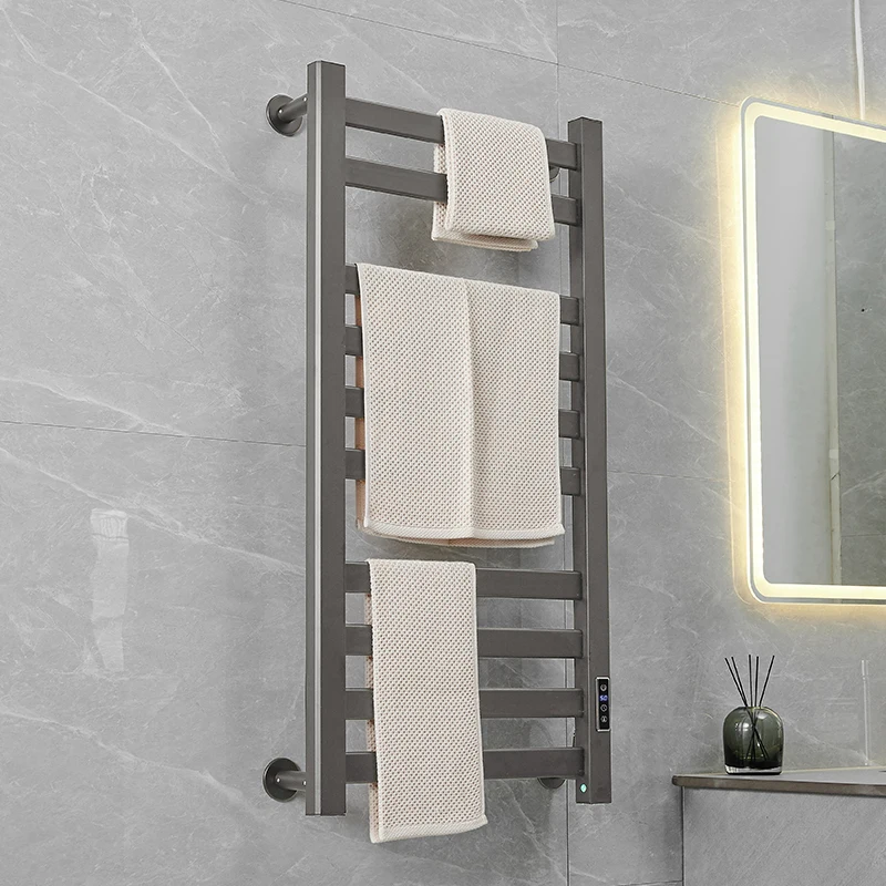 CE Certification Gun Grey Bathroom Aluminum Plumbed Heated Towel Rails Heated Towel Rack