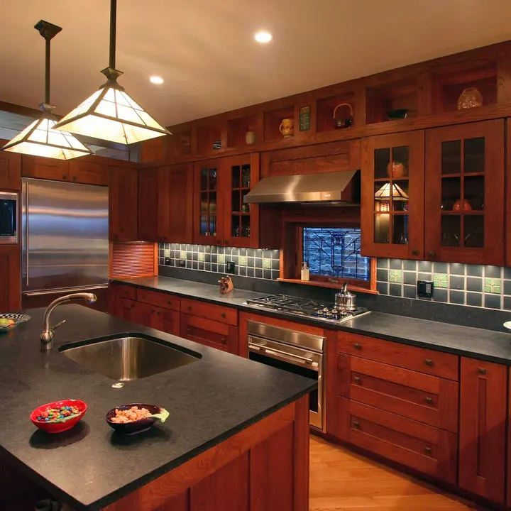 CBMmart Factory Direct Luxury 2 Pac Wooden Cuisine Complete China Ready To Assemble Solid Wood Kitchen Cabinet Furniture