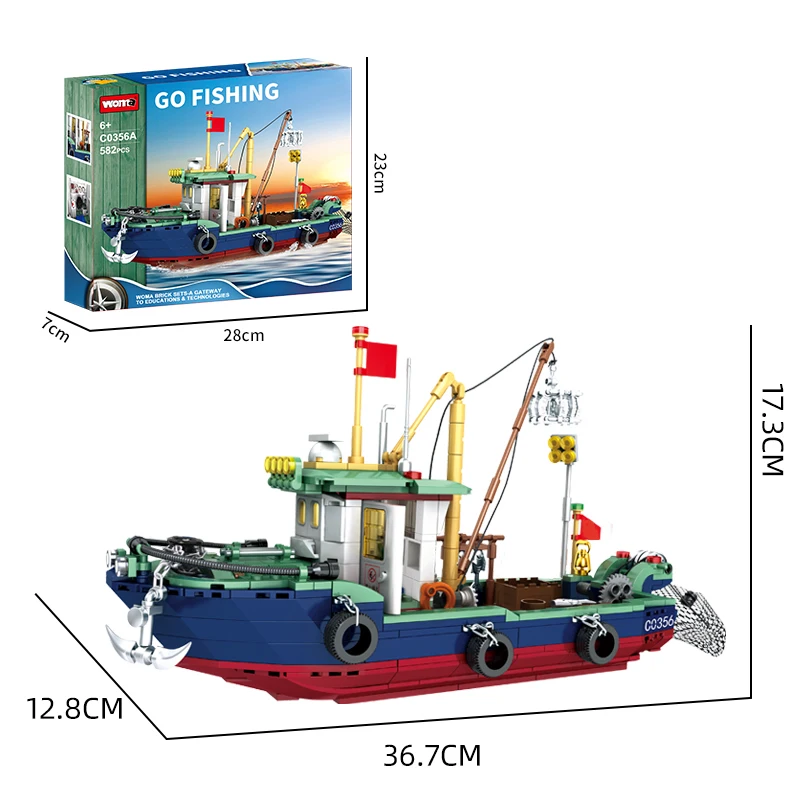 Игрушки для женщин C0356A 582 шт. модель рыбацкой лодки конструктор набор игрушек детей