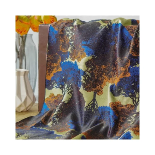 Oil painting feeling towering trees rich forest dress jacquard fabric Vintage fashion decorative fabric