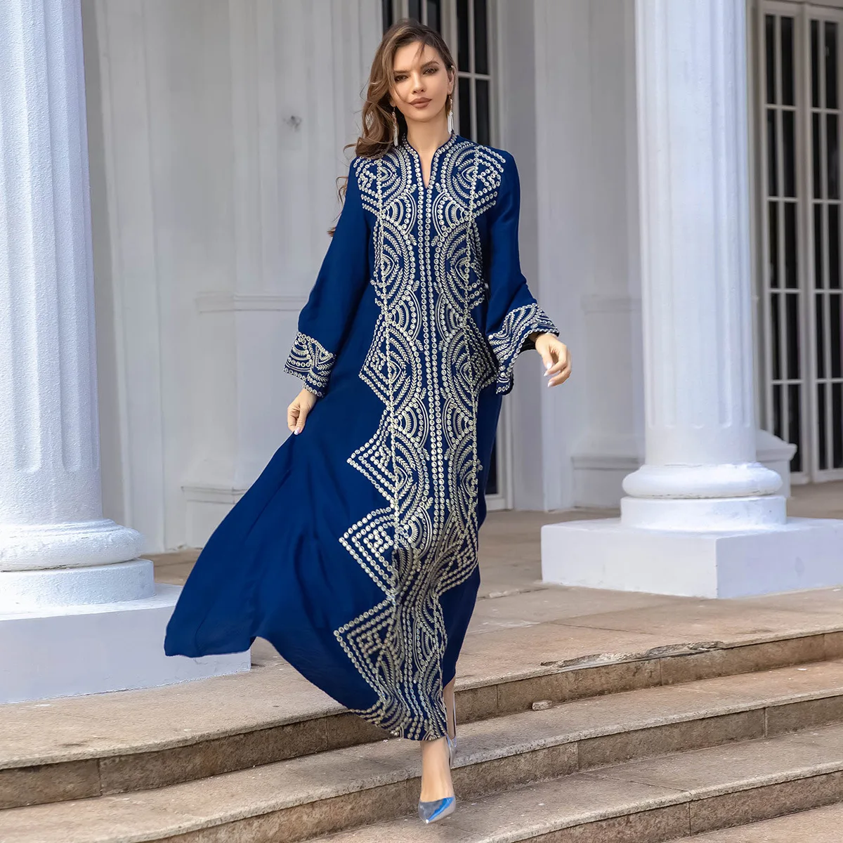 Eid Wear Ramadan Girls Fancy Abaya Printed Dubai Style Muslim Islamic Dress Ladies Breathable Abayas Wholesale
