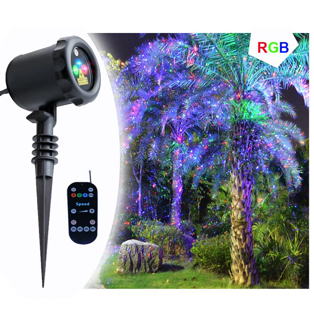 Уличные Рождественские огни движущийся красный зеленый синий RGB Светлячок лазерный садовый свет