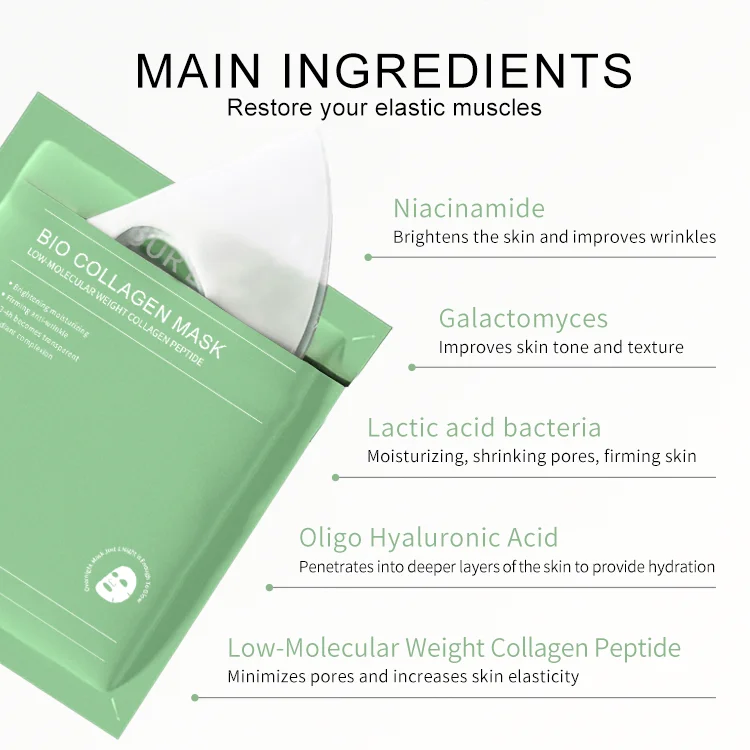 Tiktok vente chaude hydratation hydro gel bio collagen masque feuille retrecissement des pores nuit collagen masque de sommeil