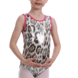 Girls Leopard Pattern Printed Camouflage Gymnastics Dance Ballet Leotards for Kids Stage Summer Sleeveless Tank Dance Wear