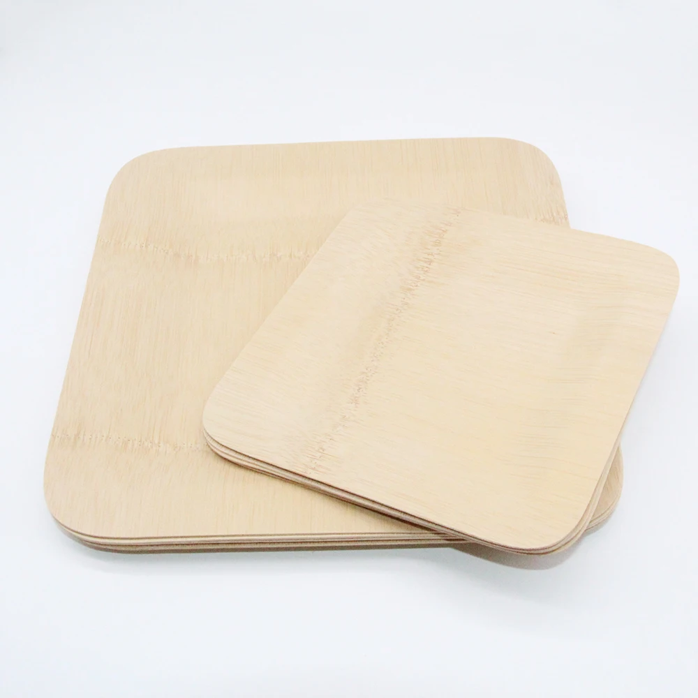 Посуда из бамбукового волокна биоразлагаемые наборы посуды одноразовые бамбуковые тарелки/посуда/поднос Набор бамбуковых столовых приборов