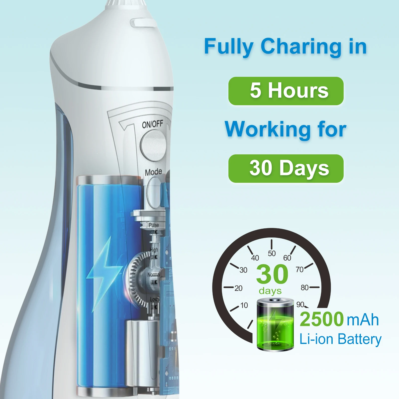 2024 High quality Water flosser 300ml dental cleaning device pump dental floss movement wireless rechargeable water floss