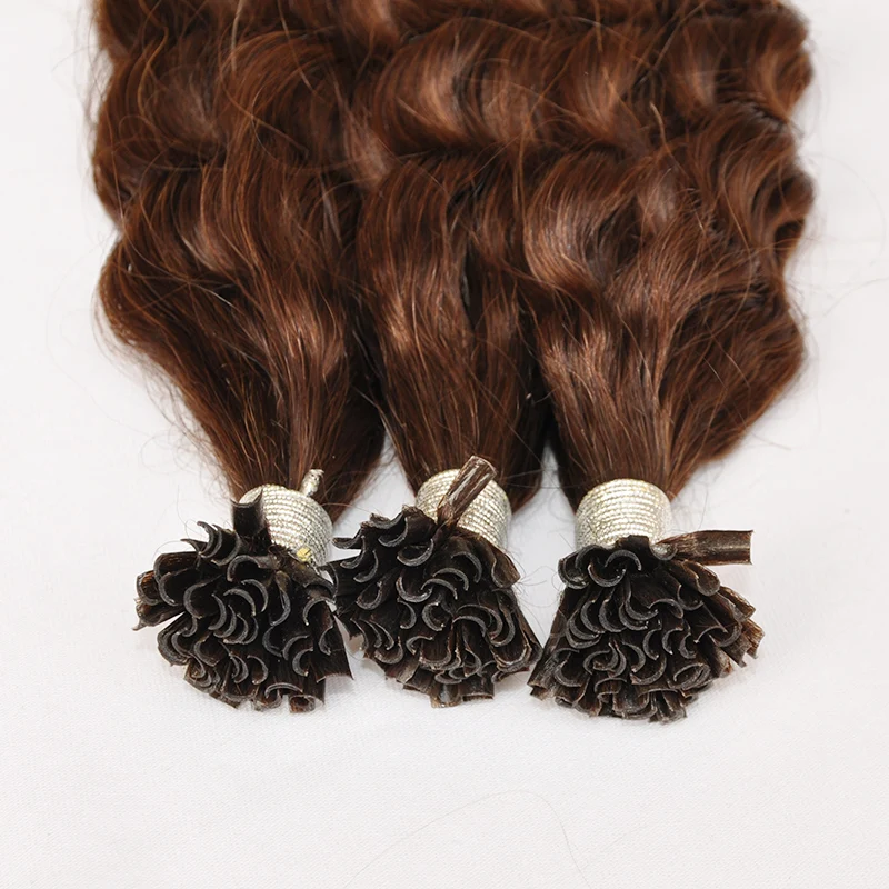Custom U Tip Curly Hair Extensions Virgin European Keratin Nail Tip Pre Bonded Hair Buy Virgin Human Hair