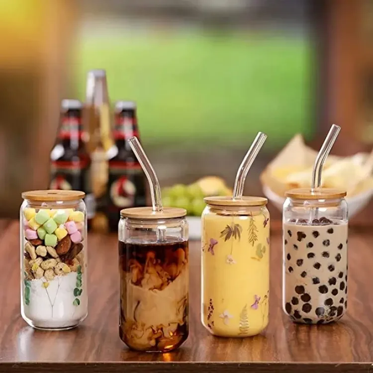 Custom Hot Sale Can Shaped Glass Coffee Cup Beer Mug Tea Cup Cocktail Glasses for Juices Cocktail