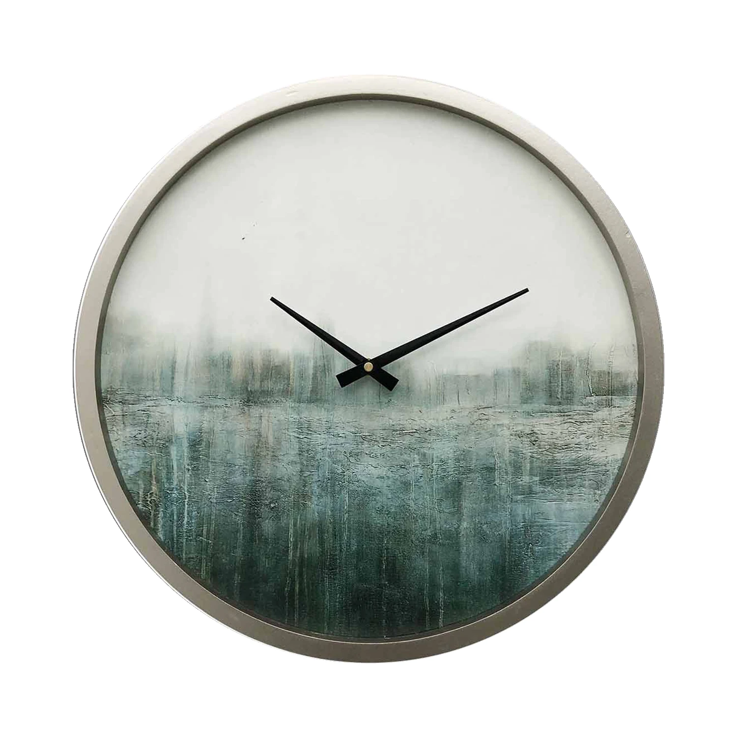Amazon supplier 2021 new style creativity printed wall clocks for living room decor brush relief clocks simple design art