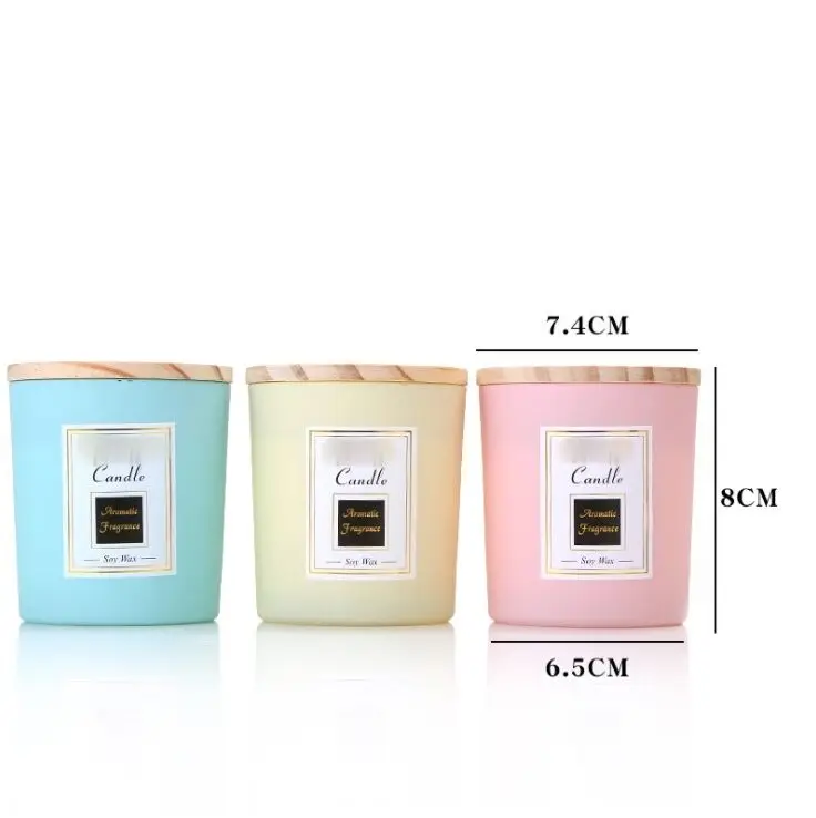 
Hot sell luxury custom logo frosted empty glass candle jar with lid and gift box 