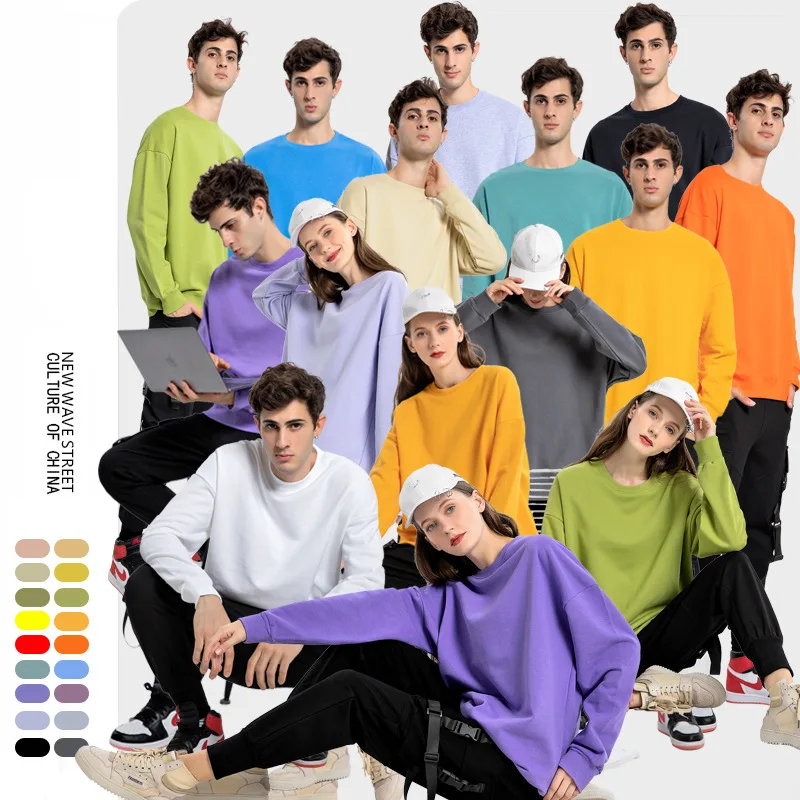 Wholesale 380GSM Cotton Custom LOGO Plus Size Pullover Crewneck Sweatshirt