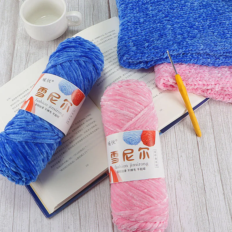 RongMeiXuan 1ply 100 г синельная бархатная пряжа синельная пряжа крупная полиэфирная бархатная синельная пряжа для ручного вязания