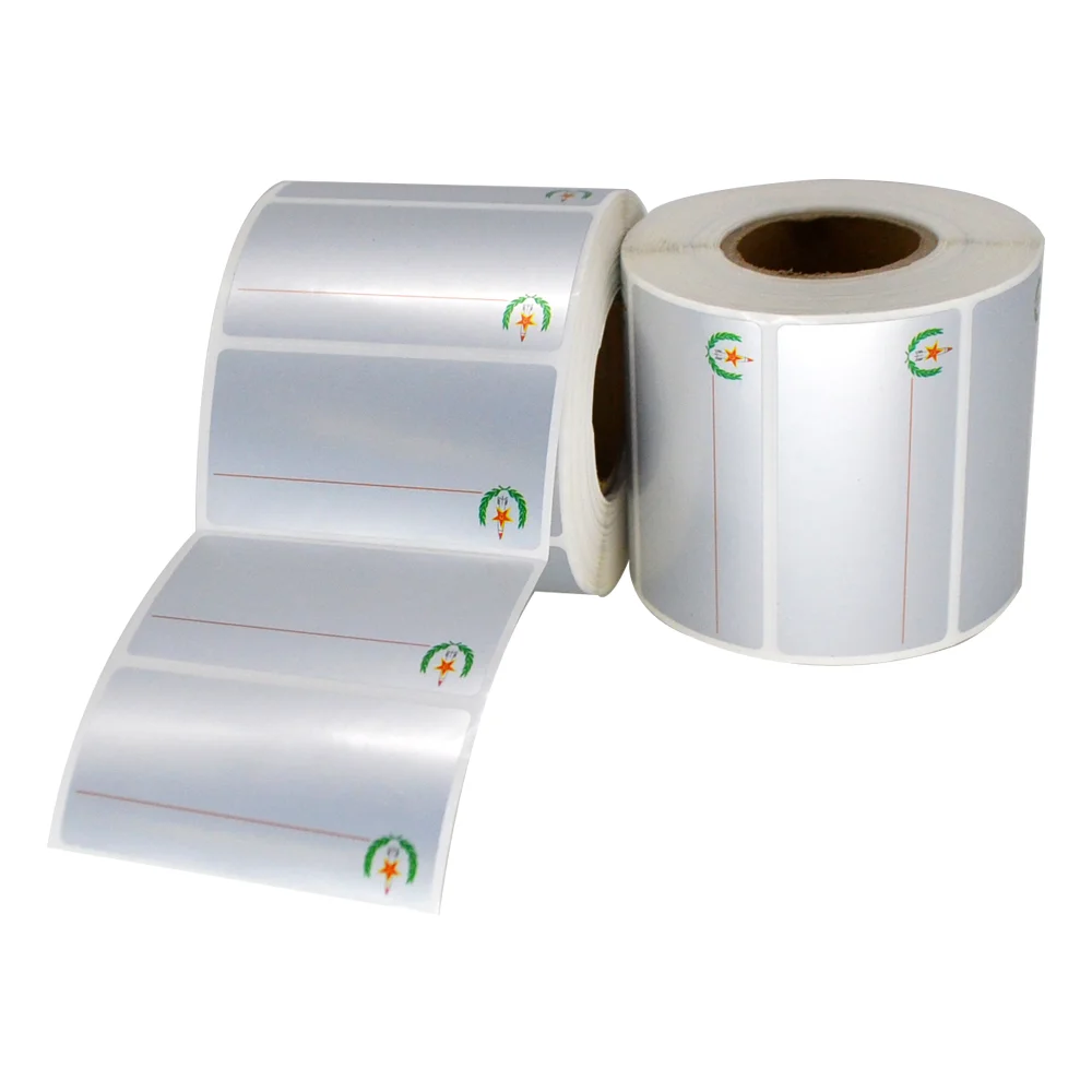 Custom pre-printed electronics sticker matte silver thermal transfer polyester round roll label