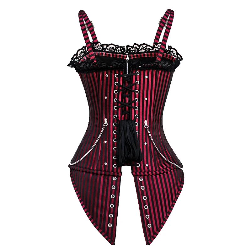 Sexy Steampunk Corset with Rivet Gothic Clothing Corsets and Bustiers Striped Stud Leather Party Sexy Corselet Corsage