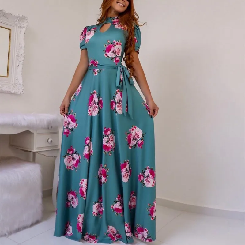 Hot Sale Fall Floral Print Fat Women Long Sleeve Dress Plus Size 3xl 4xl 5xl Elegant Casual Women Party Evening Dresses