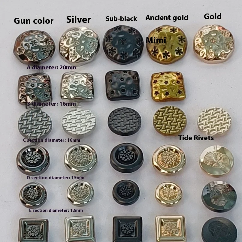 Pyramid Square Snowflake Pattern Collusion Nails Plating Technique Jeans Bags Leather Goods Packaging Accessories Rivets