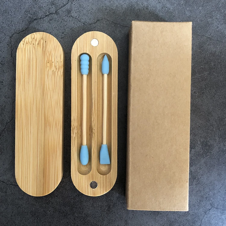 New concept silicone cotton buds double-head washable ear cleaning reusable bamboo cotton swabs Silicone Ear Swab