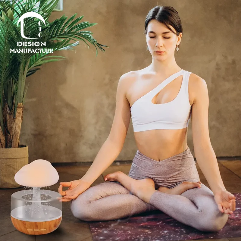 CE ROHS cute household raining water lamp mushroom Battery night light aroma essential oil rain cloud 280ml humidifier diffuser
