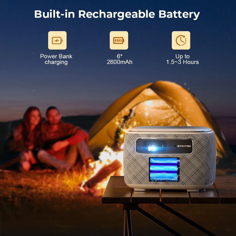 Top Selling Byintek R20 3D Smart Android Portable DLP Projector Wifi Auto Focus 4K Battery Beamer Home Cinema Projector