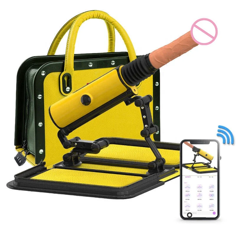 Bluetooth APP Control Female Masturbator Dildo Machine Wireless Remote PU Leather Fashion Handbag Dildo Vibrator Sex Machine