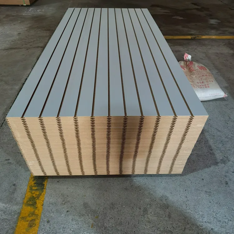 White Melamine Mdf Board Grooved Laminated Slotted Melamine Wall Panel For Hotel And Mall