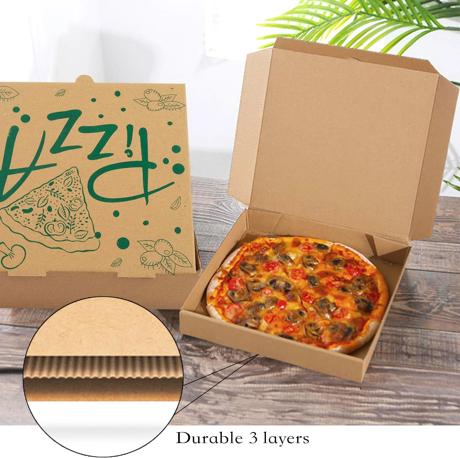 Brown biodegradable eco Packing Food fast food Promotional price customized to your size cardboard paper pizza box