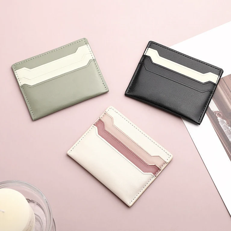Custom Money Clip Front Pocket Wallet Men Soft PU Leather Compact Slim Minimalist Card Holder PVC Coin Purse For Women