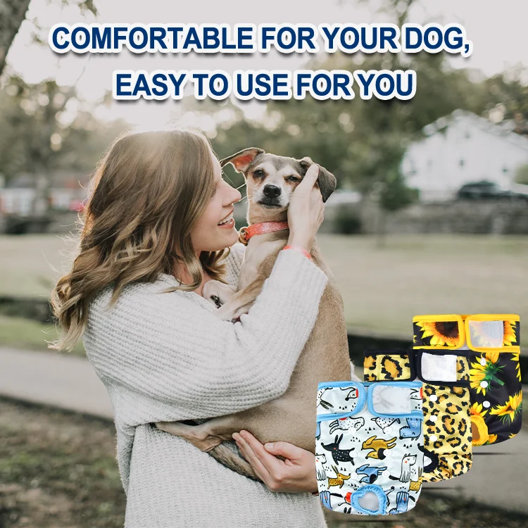 Natucare BSCI reusable dog diaper hole less prints reusable female dog diaper for pet