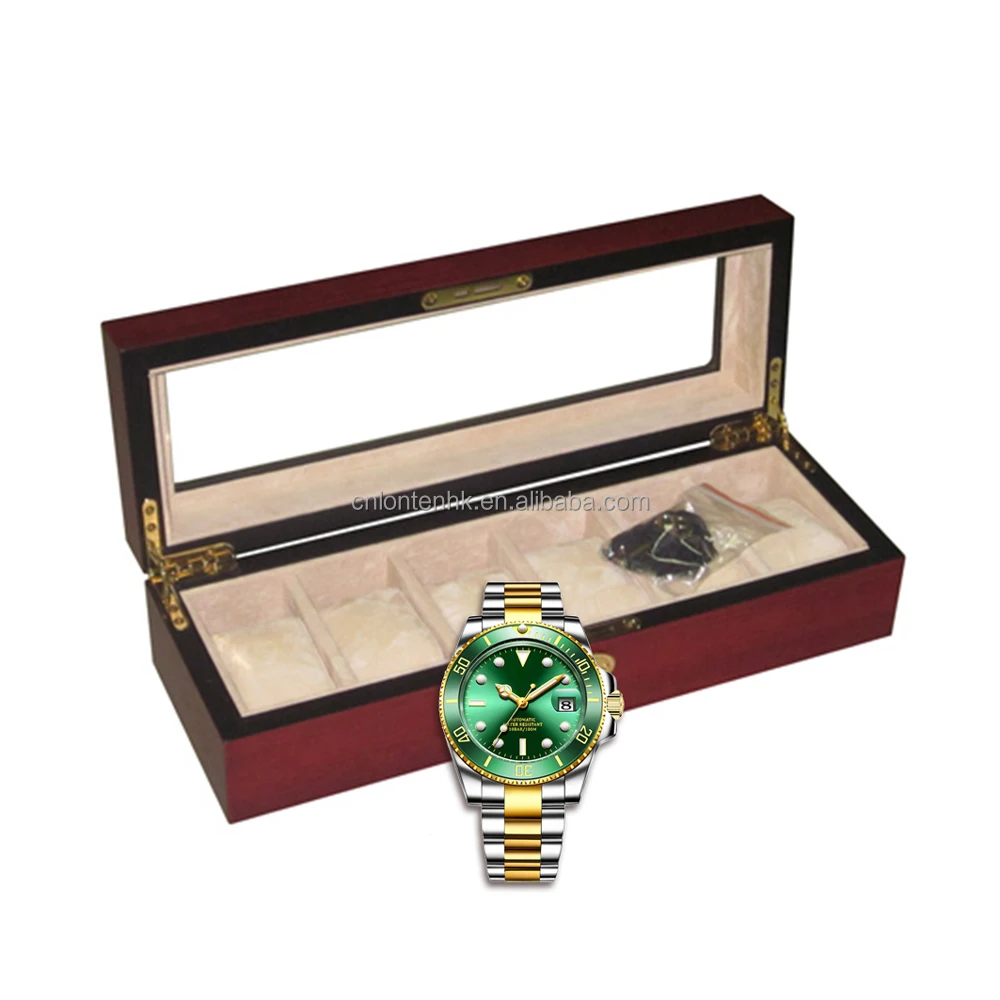 Travel Wood Watch Case Roll Brown Wristwatch gift packaging 5 Slot storage wooden Watch Box
