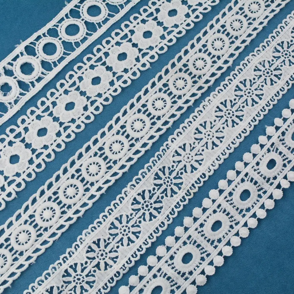 Embroidery Polyester Lace Mesh Fabrics Tulle Embroidered Lace Trim Border Lace Fabric For Women Spot Sale