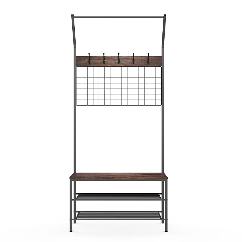 Vintage Furniture 3 Tier Wooden Stand Shoe And Coat Rack With