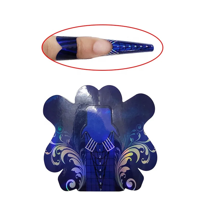 500Pcs/Roll Laser Blue Pure Aluminum Foil Gel Plastic Private Nail Paper Form