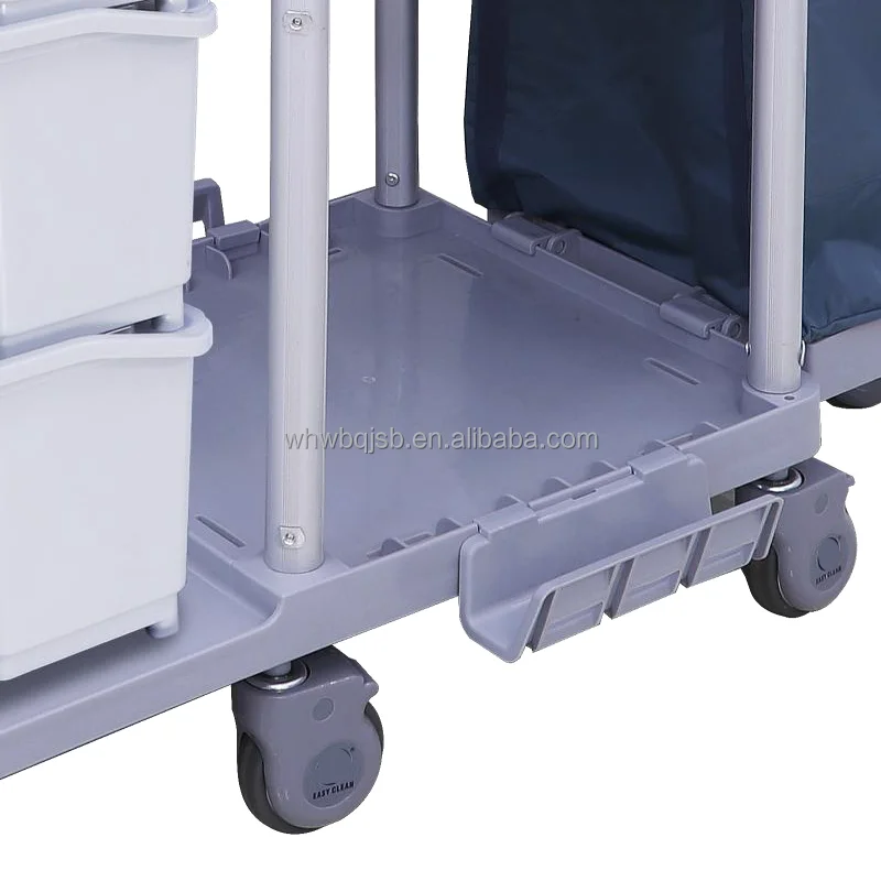 Good quality  Attractive Style Plastic Grey Industrial hotel Cleaning Housekeeping Maid Janitorial Cart