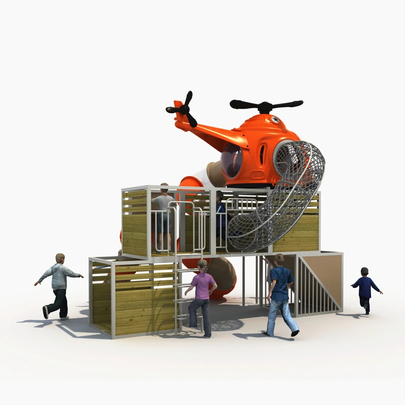 Orange helicopter model Space-saving Resorts Recreation Area Flexible Play Tower playground slide outdoor